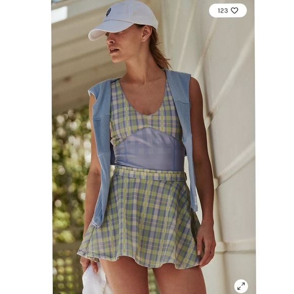 NWT Free People Movement Sheer Luck Set Romper Skirt FP Movement Bluebell Combo - Picture 13 of 14